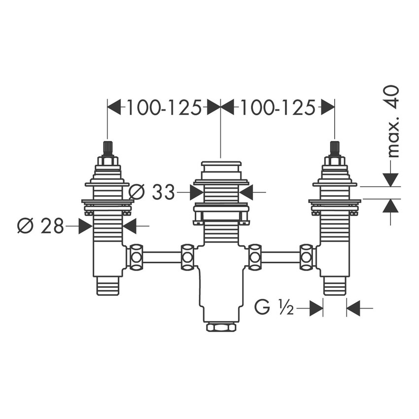 Immagine di Hansgrohe Corpo incasso per miscelatore a 3 utenze montaggio a bordo vasca 13233180
