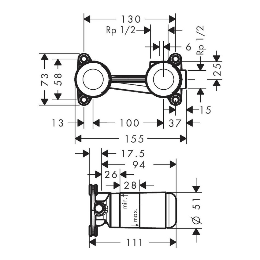 Immagine di Hansgrohe Corpo incasso per miscelatore monocomando lavabo ad incasso 13622180