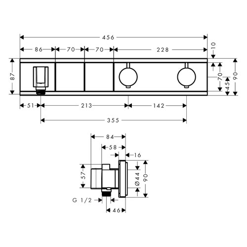 Immagine di Hansgrohe RAINSELECT miscelatore termostatico ad incasso, per 2 utenze, finitura cromo e nero 15355600