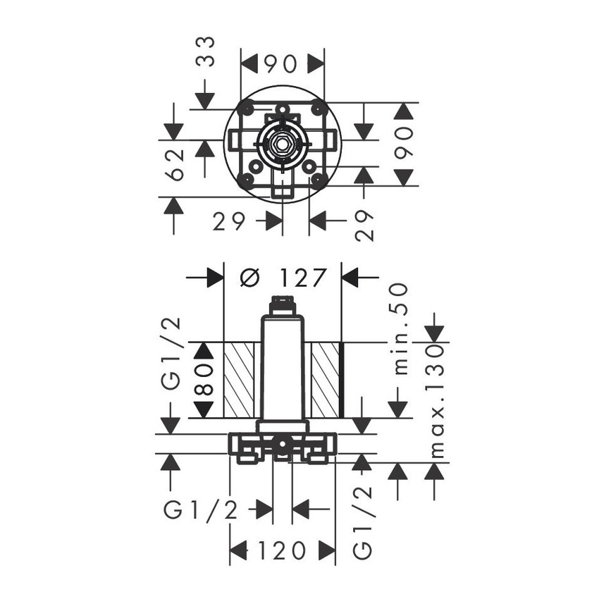 Immagine di Hansgrohe RAINMAKER SELECT corpo incasso per soffione doccia con fissaggio a soffitto 24010180
