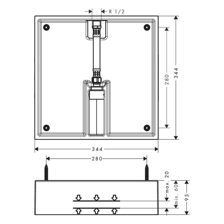 Immagine di Hansgrohe RAINDANCE E corpo incasso per soffione doccia 400/400 1jet 26254180