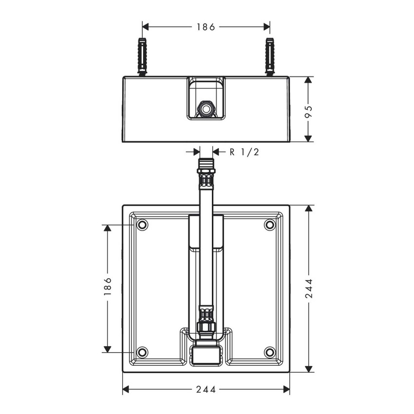 Immagine di Hansgrohe RAINDANCE corpo incasso per soffione doccia 260/260 1jet 26471180