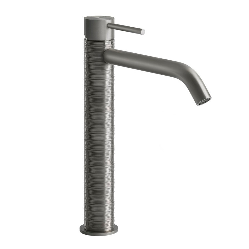 Immagine di Gessi 316 TRAME miscelatore lavabo P.19 cm, senza scarico, con flessibili di collegamento, finitura steel brushed 54306#239