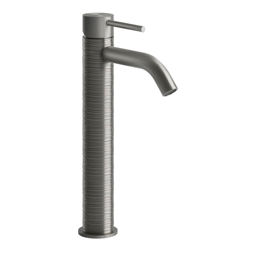 Immagine di Gessi 316 TRAME miscelatore lavabo P.16 cm, senza scarico, con flessibili di collegamento, finitura steel brushed 54309#239
