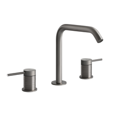 Immagine di Gessi 316 TRAME gruppo lavabo H.20 cm, tre fori, con bocca, senza scarico, con flessibili di collegamento, finitura steel brushed 54312#239