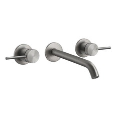 Immagine di Gessi 316 TRAME gruppo lavabo a parete P.19 cm, tre fori, senza scarico, finitura steel brushed 54394#239