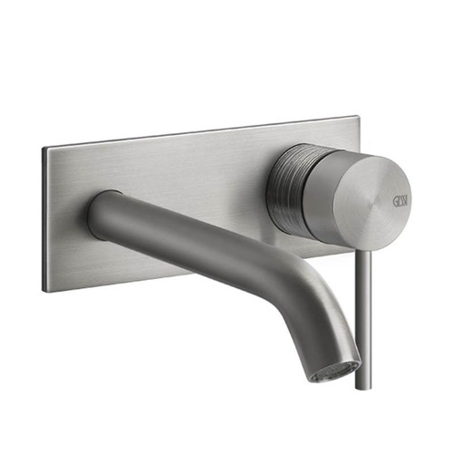 Immagine di Gessi 316 TRAME miscelatore lavabo a parete P.16 cm, senza scarico, finitura steel brushed 54388#239