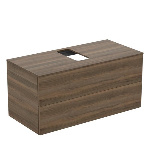 Immagine di Ideal Standard ADAPTO mobile sottolavabo L.105 cm, completo di top forato, finitura noce scuro U8597FW