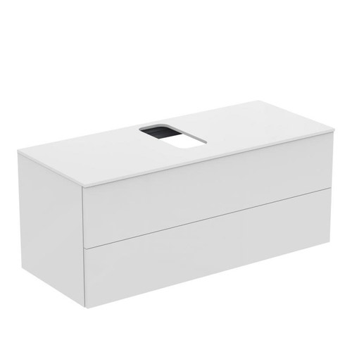 Immagine di Ideal Standard ADAPTO mobile sottolavabo L.120 cm, completo di top forato, colore bianco finitura lucido U8598WG