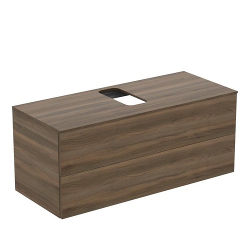 Immagine di Ideal Standard ADAPTO mobile sottolavabo L.120 cm, completo di top forato, finitura noce scuro U8598FW