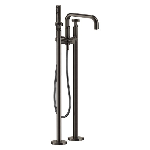 Immagine di Gessi INCISO+ piantana esterno vasca con doccetta, finitura black metal brushed PVD 58128#707