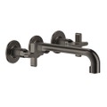 Immagine di Gessi INCISO+ gruppo lavabo P.23 cm, tre fori a parete, senza scarico, finitura black metal brushed PVD 58190#707