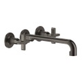 Immagine di Gessi INCISO+ gruppo lavabo P.27 cm, tre fori a parete, senza scarico, finitura black metal brushed PVD 58192#707