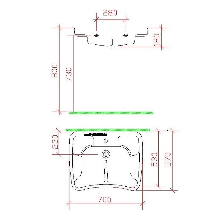 Immagine di Bocchi VERA lavabo sospeso, ergonomico con fronte concavo per avvicinamento facilitato, appoggiagomiti 70x57cm, colore bianco NS98000