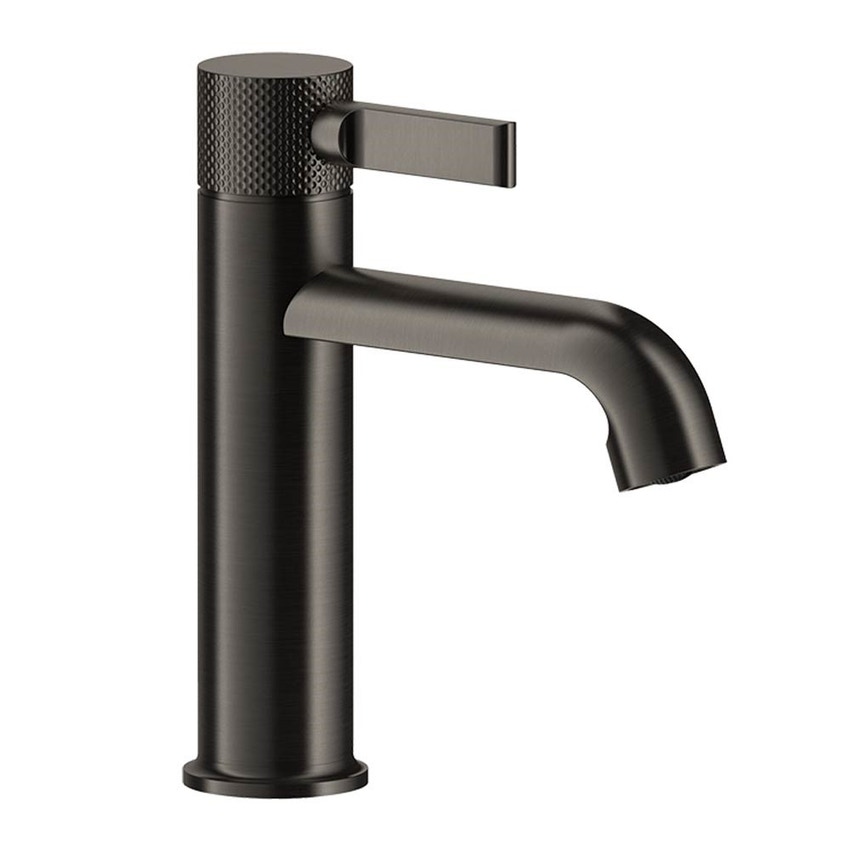 Immagine di Gessi INCISO- miscelatore lavabo H.20 cm, con scarico e flessibili di collegamento, finitura black metal brushed PVD 58001#707