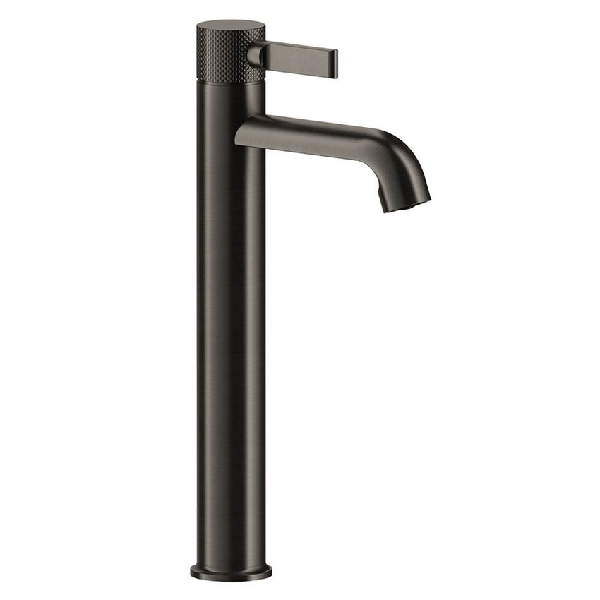 Immagine di Gessi INCISO- miscelatore lavabo H.34 cm, con scarico e flessibili di collegamento, finitura black metal brushed PVD 58003#707