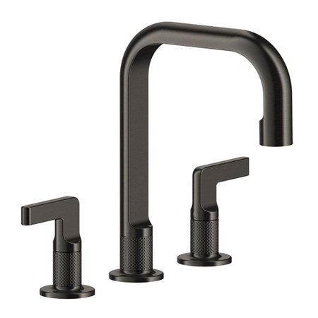 Immagine di Gessi INCISO- gruppo lavabo H.24 cm, tre fori, con scarico e flessibili di collegamento, finitura black metal brushed PVD 58013#707