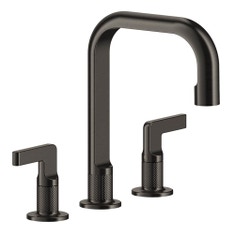 Immagine di Gessi INCISO- gruppo lavabo H.24 cm, tre fori, senza scarico, con flessibili di collegamento, finitura black metal brushed PVD 58014#707