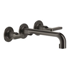 Immagine di Gessi INCISO- gruppo lavabo P.22 cm, tre fori a parete, senza scarico, finitura black metal brushed PVD 58090#707