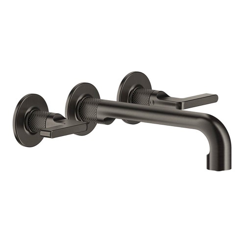 Immagine di Gessi INCISO- gruppo lavabo P.22 cm, tre fori a parete, senza scarico, finitura black metal brushed PVD 58090#707