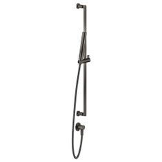 Immagine di Gessi INCISO SHOWER asta saliscendi con presa acqua, doccetta anticalcare e flessibile 150 cm, finitura black metal brushed PVD 58142#707