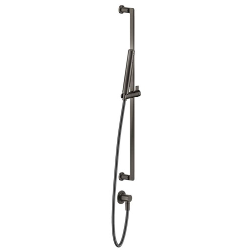 Immagine di Gessi INCISO SHOWER asta saliscendi con presa acqua, doccetta anticalcare e flessibile 150 cm, finitura black metal brushed PVD 58142#707