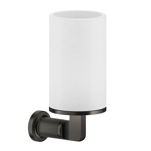 Immagine di Gessi INCISO bicchiere a parete colore bianco, finitura black metal brushed PVD 58507#707