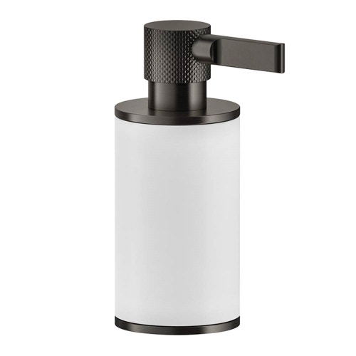 Immagine di Gessi INCISO ACCESSORIES dispenser d'appoggio colore bianco, finitura black metal brushed PVD 58537#707