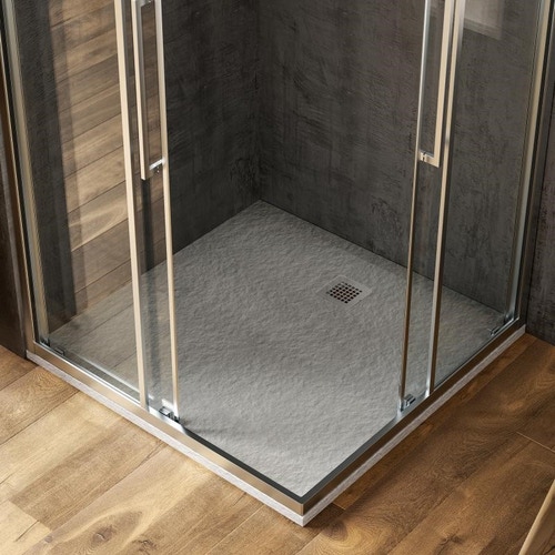 Immagine di Ideal Standard ULTRA FLAT S piatto doccia quadrato 100 cm ultrasottile, colore grigio cemento finitura opaco effetto pietra K8216FS