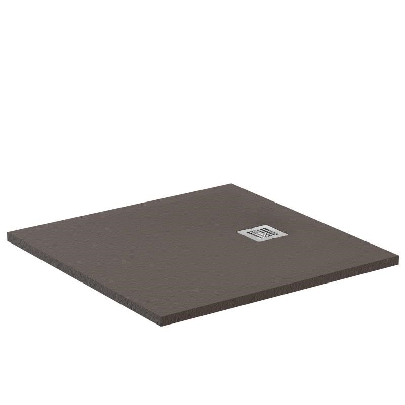 Immagine di Ideal Standard ULTRA FLAT S piatto doccia quadrato ultrasottile Ideal Solid 100 x 100 cm, finitura opaca effetto pietra, moka K8216FU