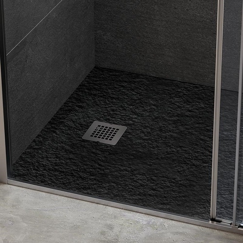 Immagine di Ideal Standard ULTRA FLAT S piatto doccia quadrato 100 cm ultrasottile, colore nero finitura opaco effetto pietra K8216FV