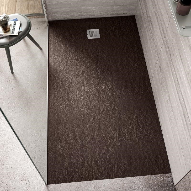 Immagine di Ideal Standard ULTRA FLAT S piatto doccia rettangolare ultrasottile Ideal Solid 160 x 80 cm, finitura opaca effetto pietra, moka K8276FU
