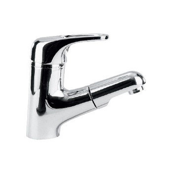 Immagine di Bocchi Miscelatore meccanico con installazione a bordo lavabo, con maniglia a presa facilitata e bocchello estraibile NS98650