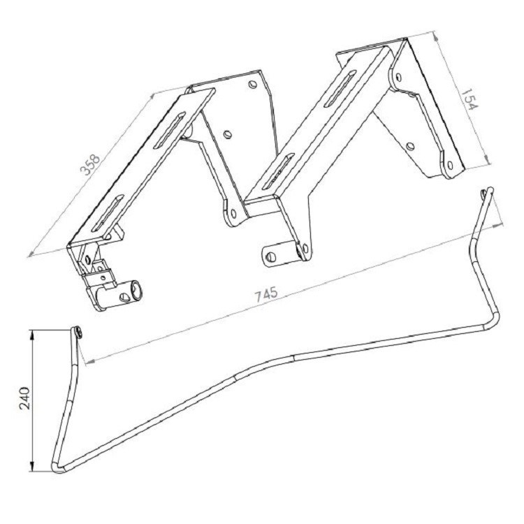 Immagine di Bocchi VERA coppia mensole pneumatiche reclinabili per lavabo Vera, 15,4x74,5x35,8cm, acciaio verniciato NS8590C