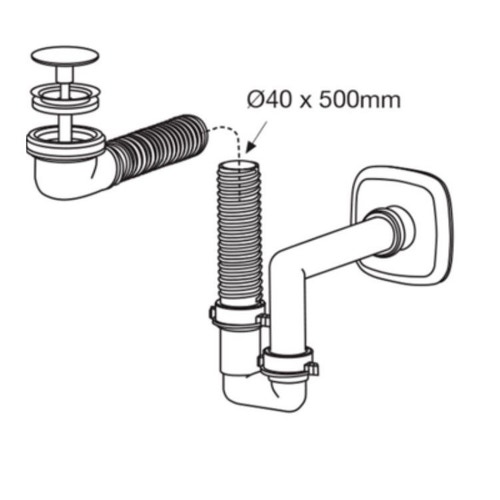 Immagine di Bocchi Sifone e piletta con chiusura pop-up, in polipropilene NS8032