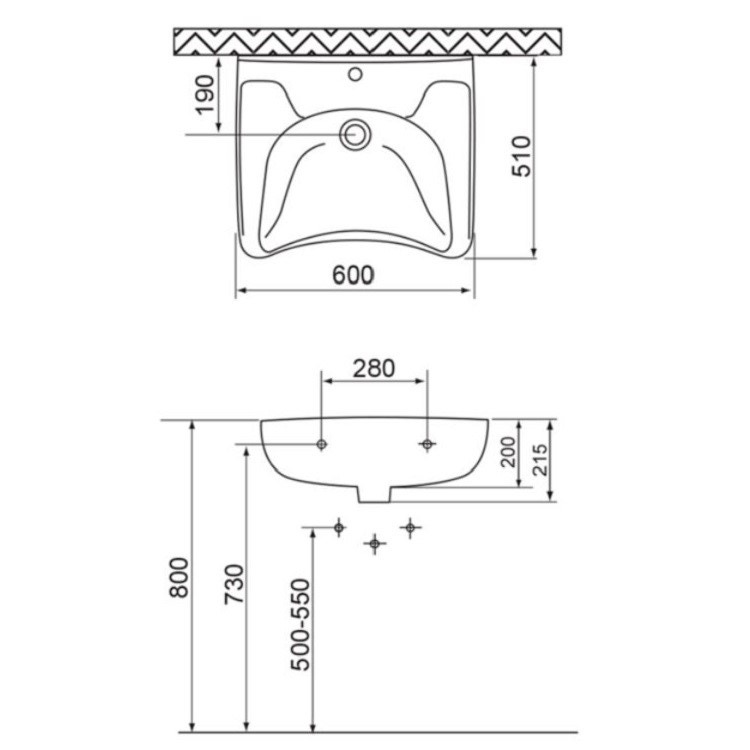 Immagine di Bocchi SLIM lavabo sospeso, ergonomico con fronte concavo per avvicinamento facilitato, appoggiagomiti 60x51cm, colore bianco NS98147 