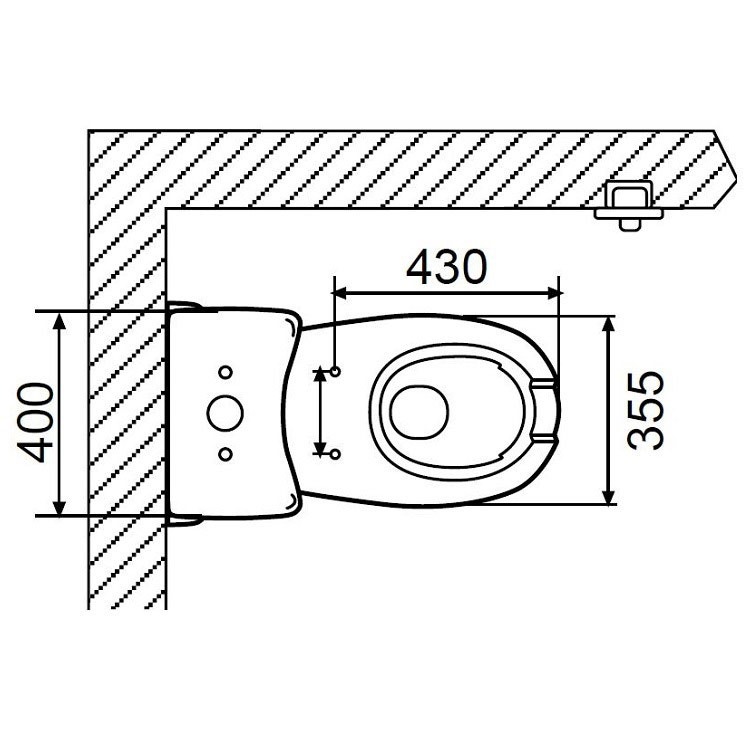 Immagine di Bocchi WABI 2P W.C./bidet per disabili sospeso senza sedile, apertura anteriore per doccetta, completo di cassetta di scarico, batteria e comando di scarico di tipo pneumatico NS95101