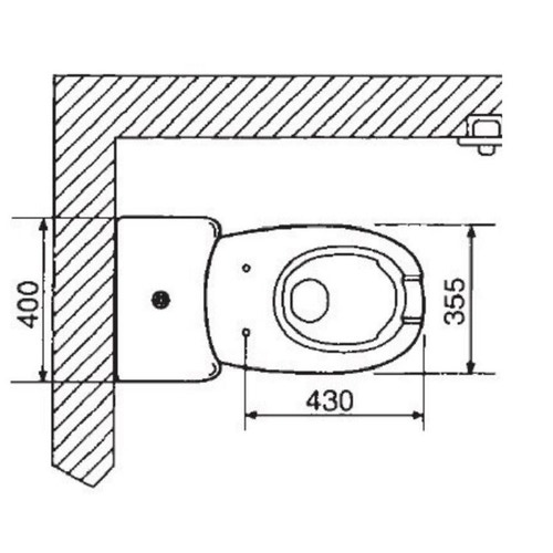 Immagine di Bocchi WABI 2, W.C./bidet per disabili a pavimento senza sedile, apertura anteriore per doccetta, completo di cassetta di scarico, batteria e comando di scarico di tipo pneumatico NS96101