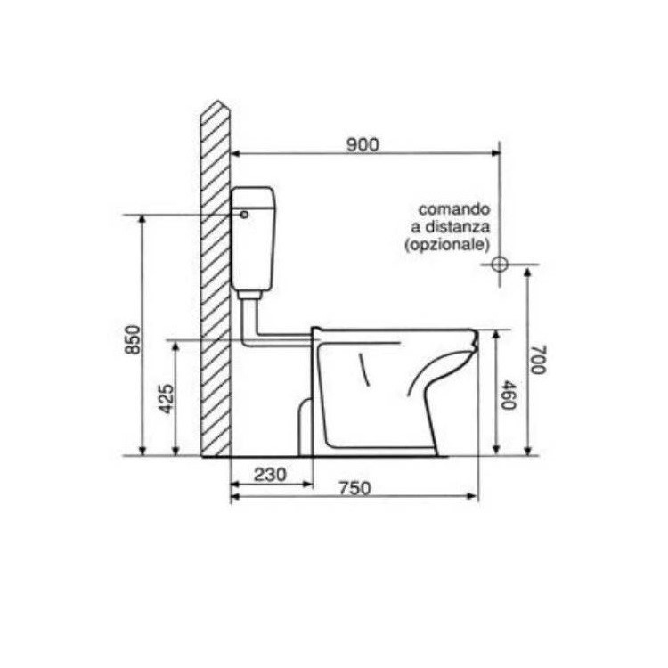 Immagine di Bocchi WABI 503 W.C./bidet per disabili a pavimento, apertura anteriore per doccetta, senza sedile NS94100