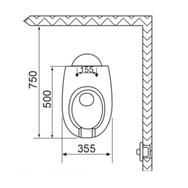 Immagine di Bocchi SLIM, W.C. per disabili a pavimento, senza sedile, con apertura anteriore NS96435
