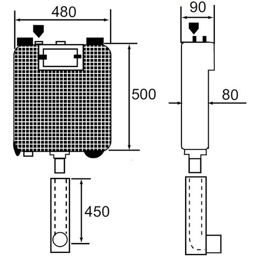 Immagine di Bocchi Cassetta di  risciacquo a incasso con comando pneumatico agevolato a distanza, 48x50x9cm NS94102