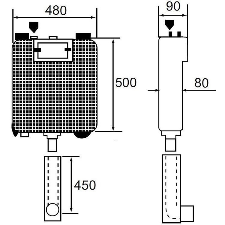 Immagine di Bocchi Cassetta di  risciacquo a incasso con comando pneumatico agevolato a distanza, 48x50x9cm NS94102