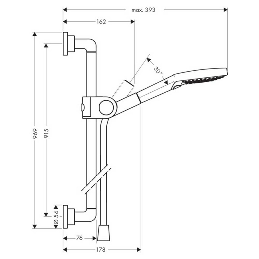 Immagine di Axor CITTERIO set doccia 90 cm, con doccetta 120, 3 jet, finitura cromo 27991000