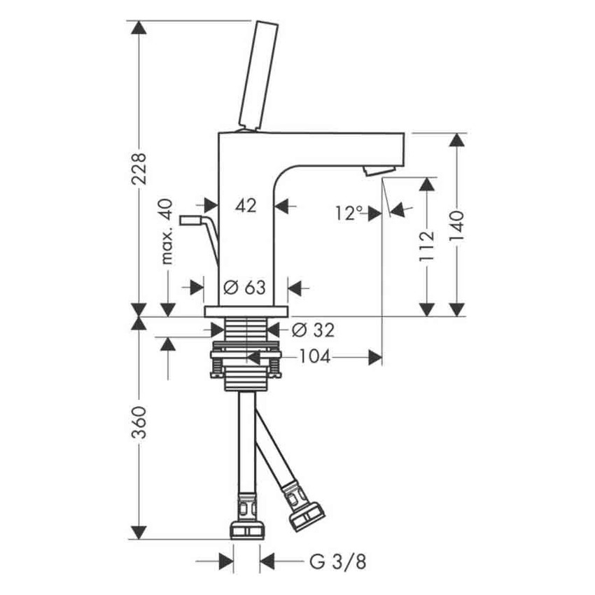 Immagine di Axor CITTERIO miscelatore monocomando lavabo 110, con set di scarico pop-up, finitura cromo 39010000