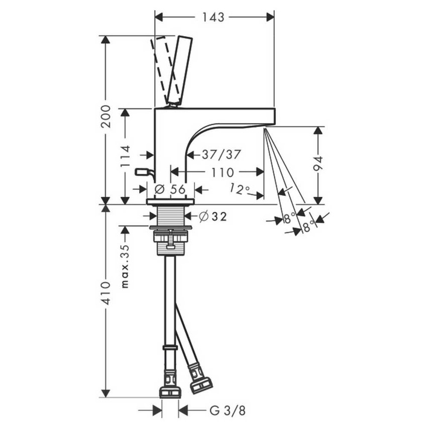 Immagine di Axor CITTERIO miscelatore monocomando lavabo 90, con set di scarico pop-up, finitura cromo 39035000