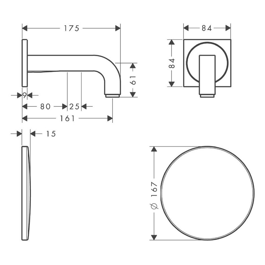 Immagine di Axor CITTERIO miscelatore elettronico lavabo, ad incasso a parete, con bocca di erogazione 16 cm, finitura cromo 39117000