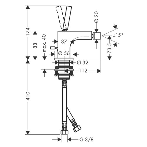 Immagine di Axor CITTERIO miscelatore monocomando bidet, con set di scarico pop-up, finitura cromo 39210000
