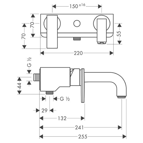 Immagine di Axor CITTERIO miscelatore monocomando vasca, esterno, con maniglia a leva, finitura cromo 39400000