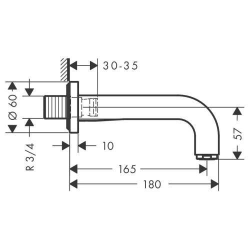 Immagine di Axor CITTERIO bocca erogazione vasca, finitura cromo 39410000