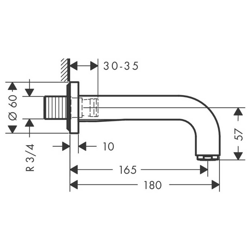 Immagine di Axor CITTERIO bocca erogazione vasca, finitura cromo 39410000